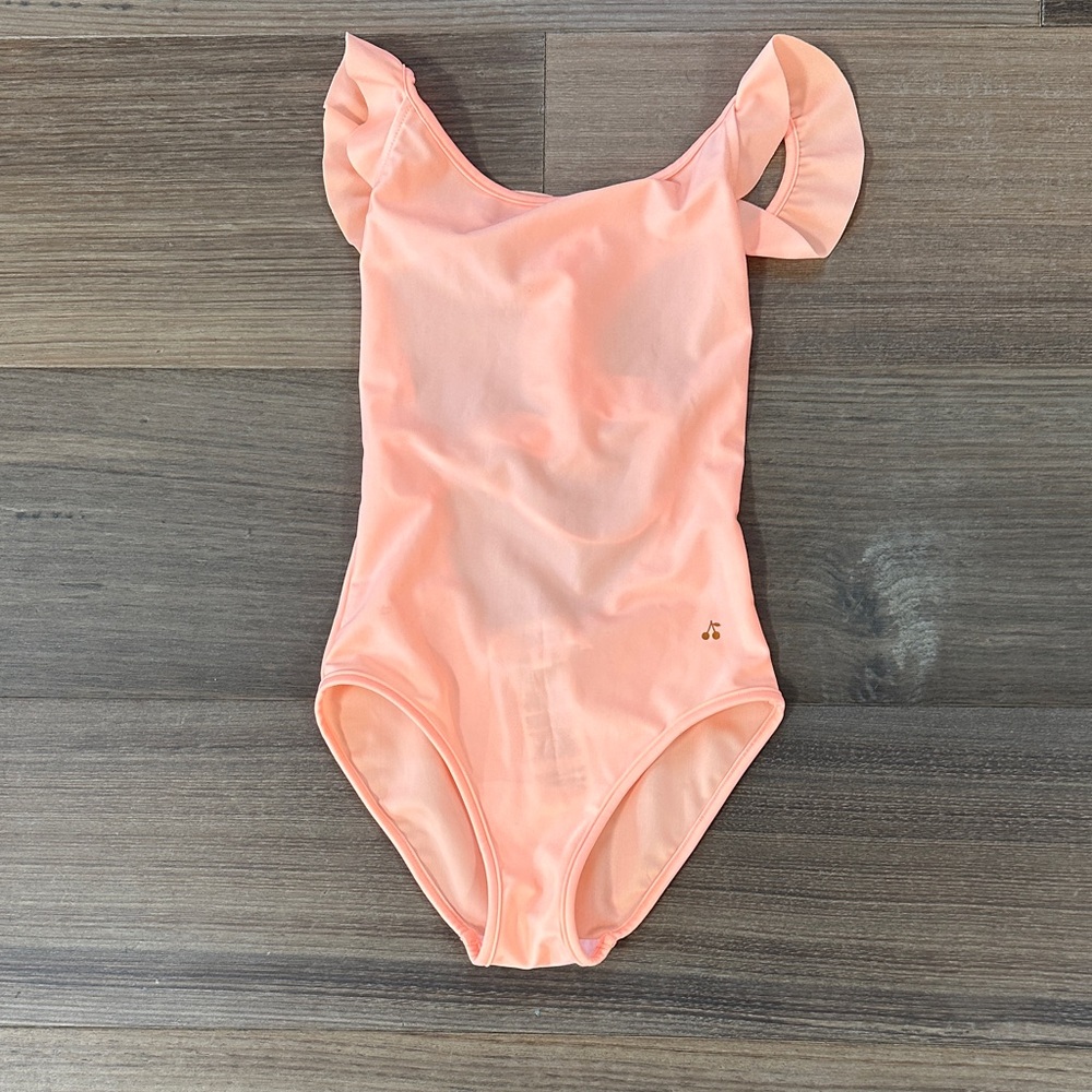 Bonpoint Peach Ruffle-Shoulder One-Piece Swimsuit
